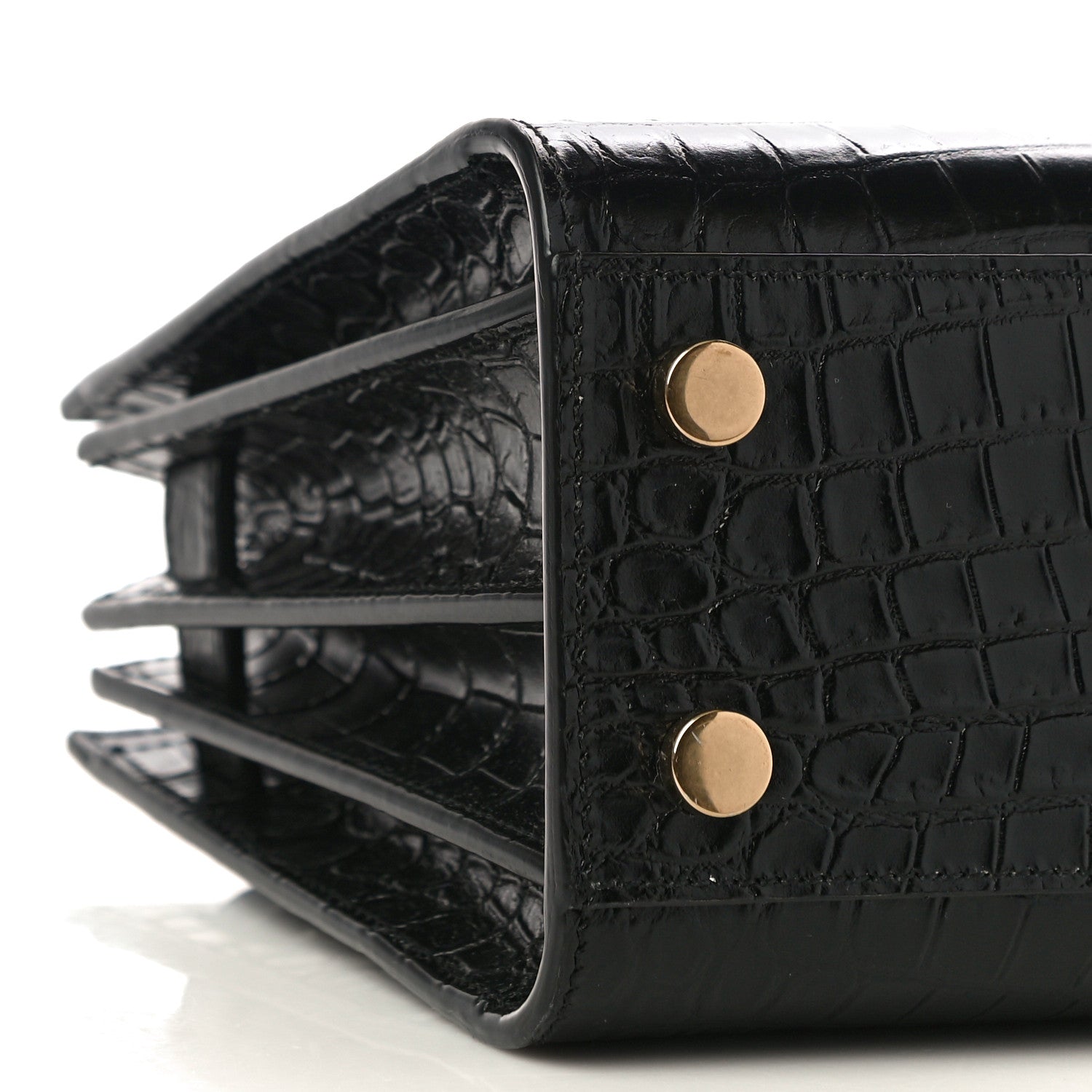 Saint Laurent Calfskin Crocodile Embossed Nano Sac De Jour Black 9 of 10