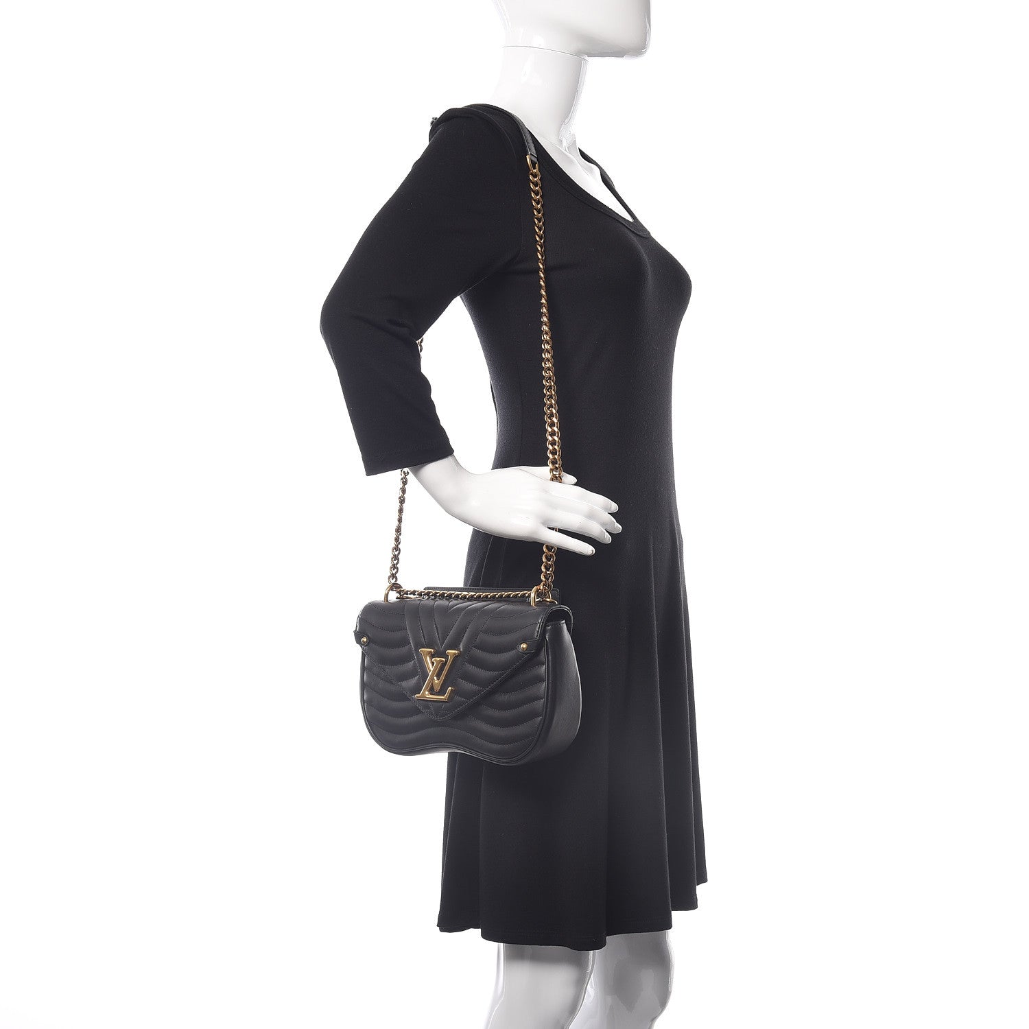Louis Vuitton Calfskin New Wave Chain MM Black 2 of 11