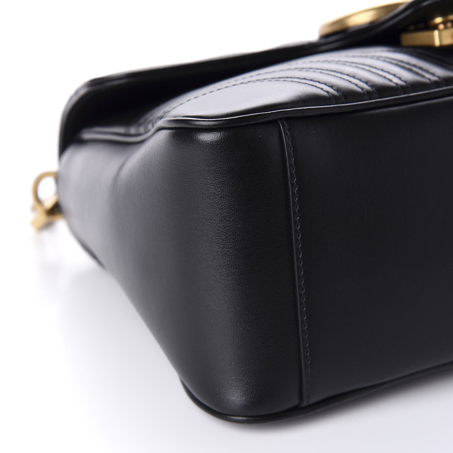 Gucci Calfskin Matelasse Small GG Marmont Top Handle Shoulder Bag Black 6 of 11