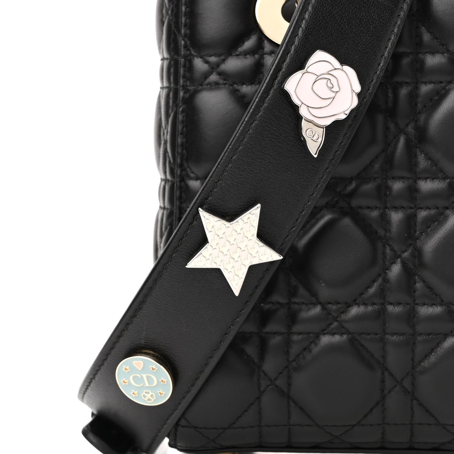 Lambskin Cannage Small Lucky Badges My Lady Dior Black
