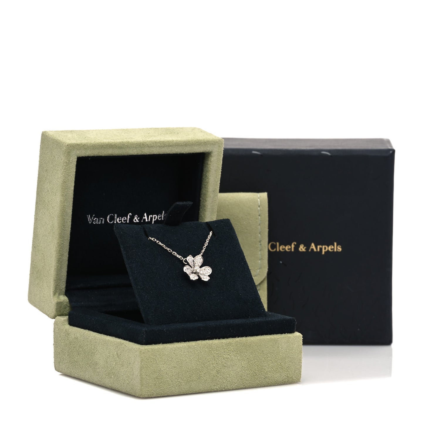 18K White Gold Diamond Mini Frivole Pendant Pave Necklace
