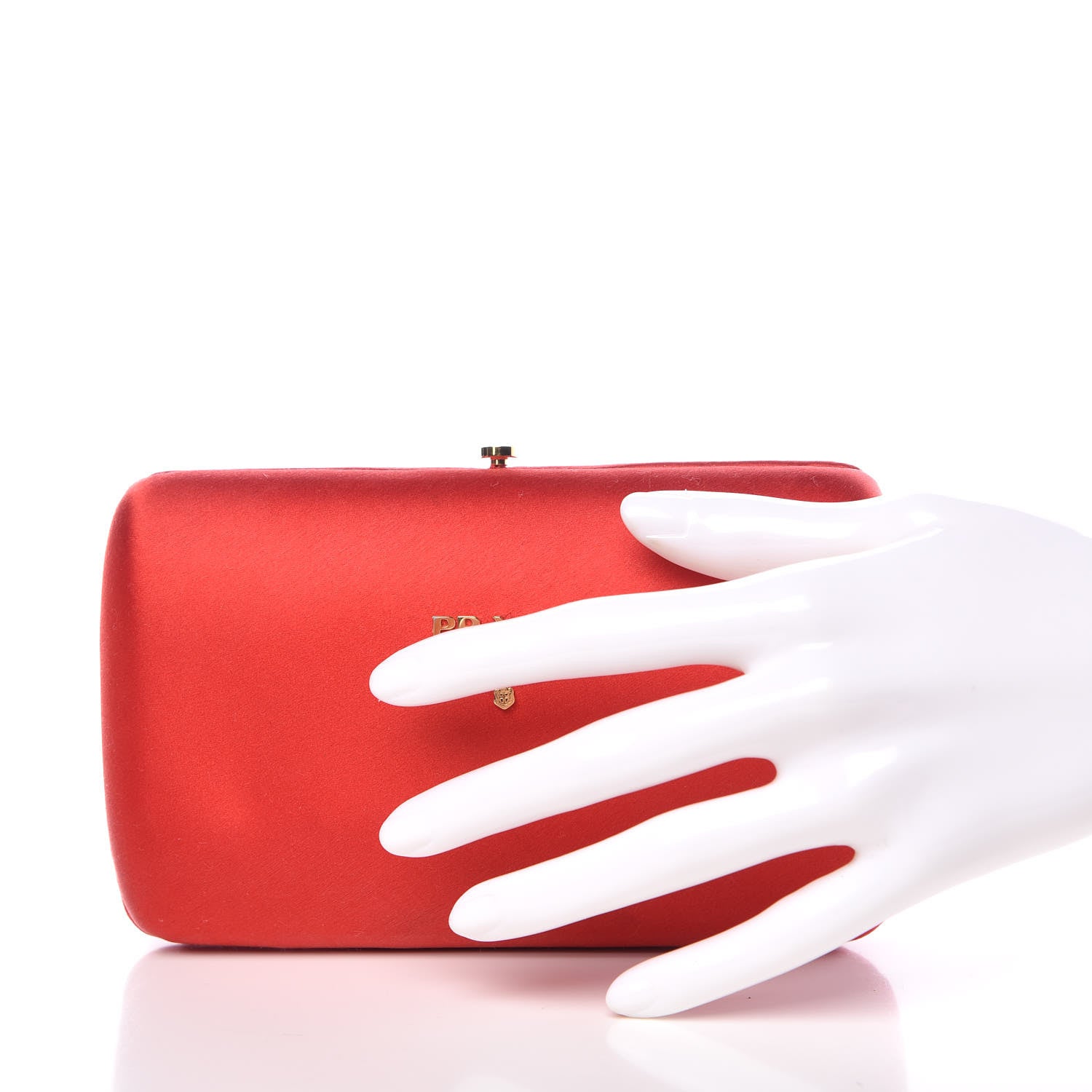 Prada Satin Box Clutch Fuoco 2 of 8