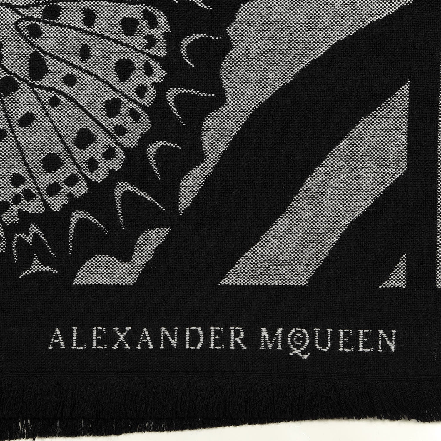 Alexander McQueen Wool Butterfly Stole Scarf Grey Black 2 of 3