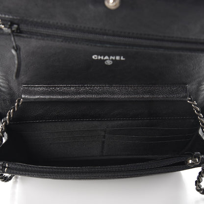 Chanel Calfskin Quilted Chain Around Boy Wallet On Chain WOC Black 5 of 10
