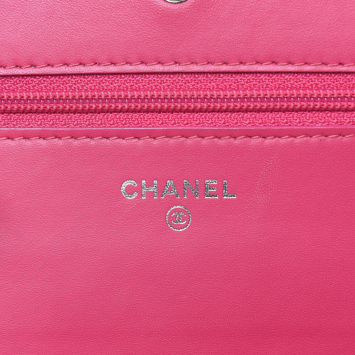 Chanel Patent Quilted Wallet On Chain WOC Fuchsia 6 of 16
