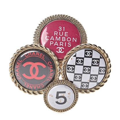 Chanel Logo Button Brooch Gold 1 of 5