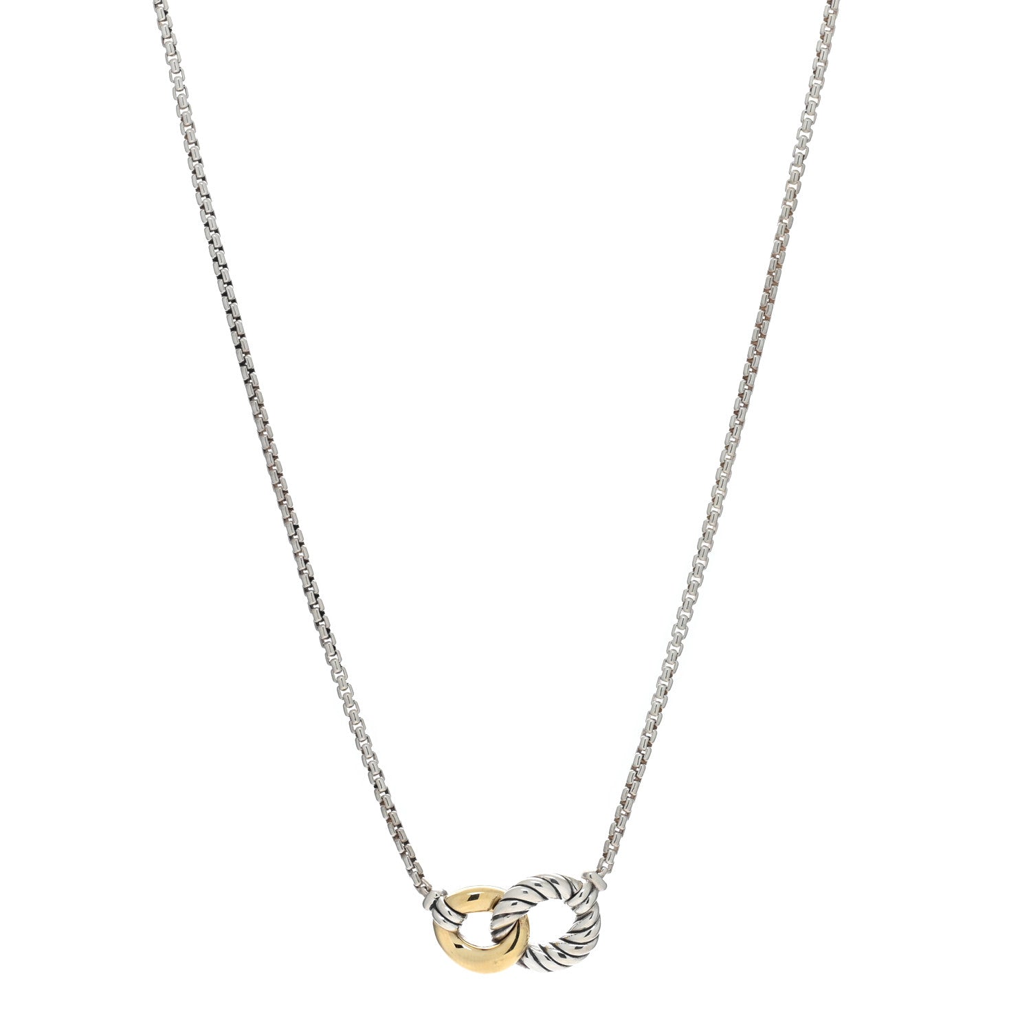 David Yurman Sterling Silver 18K Yellow Gold Belmont Pendant Necklace 1 of 4