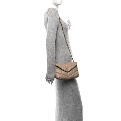 Saint Laurent Lambskin Quilted Toy Loulou Puffer Monogram Chain Satchel Nude Powder 2 of 11
