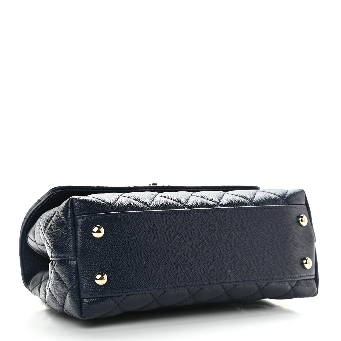 Caviar Quilted Lizard Embossed Mini Coco Handle Flap Navy Blue