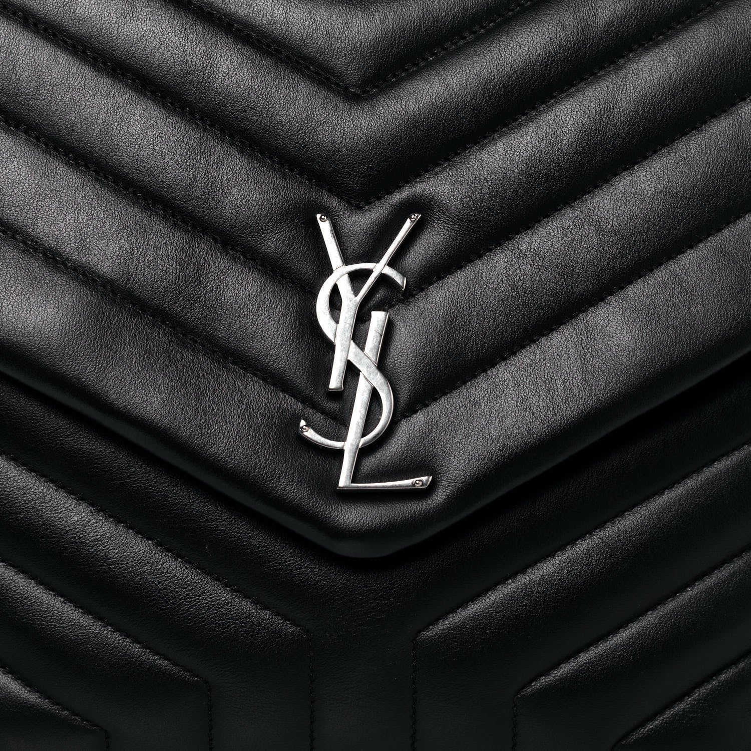 Saint Laurent Calfskin Y Quilted Monogram Large Loulou Chain Satchel Black 8 of 17
