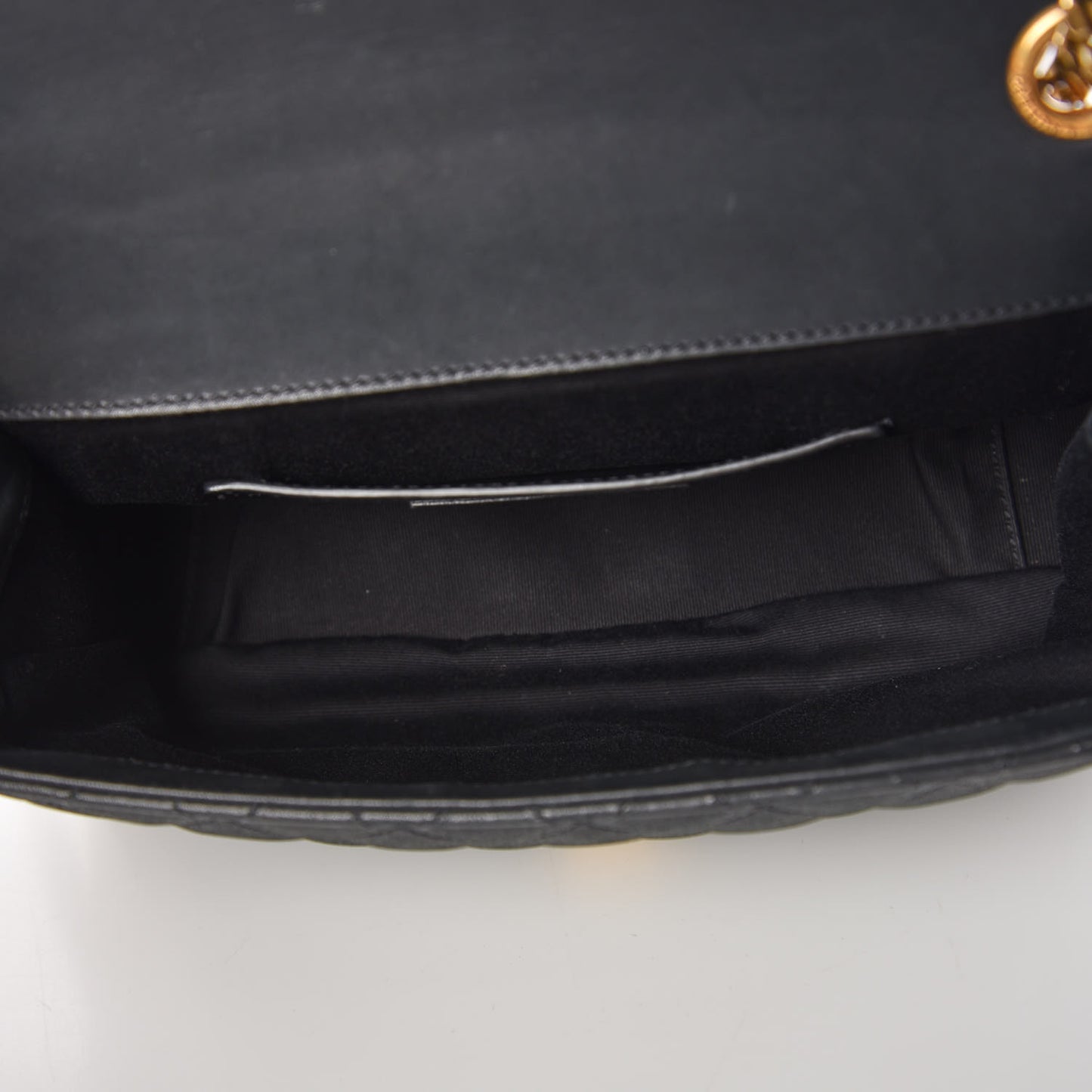 Sheepskin Tri-Quilt Monogram Medium College Bag Black