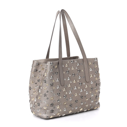 Jimmy Choo Metallic Calfskin Small Sofia Star Studded Tote Grey 3 of 10