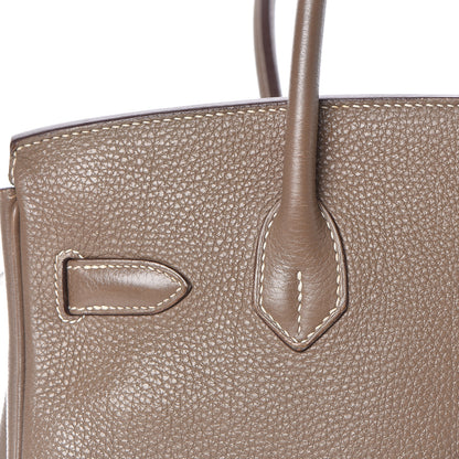 Hermes Taurillon Clemence Birkin 30 Etoupe 23 of 31