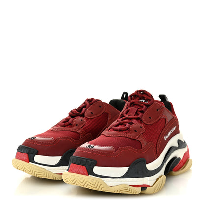 Balenciaga Fabric Mesh Washed Effect Womens Triple S Sneakers 39 Bordeaux Tricolor 3 of 10