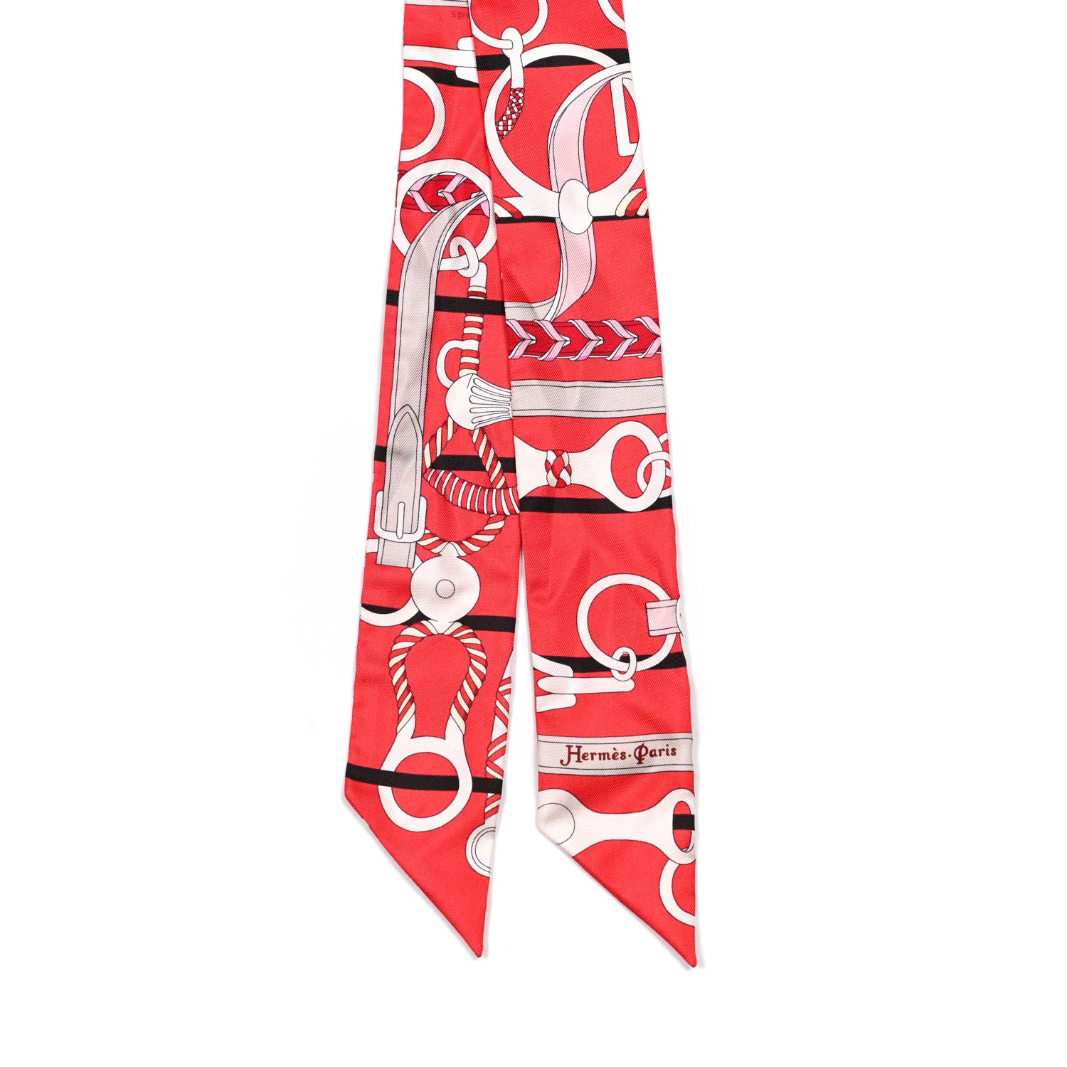 Hermes Silk Panoplie Equestre Twilly Rouge Creme Ebene 2 of 4