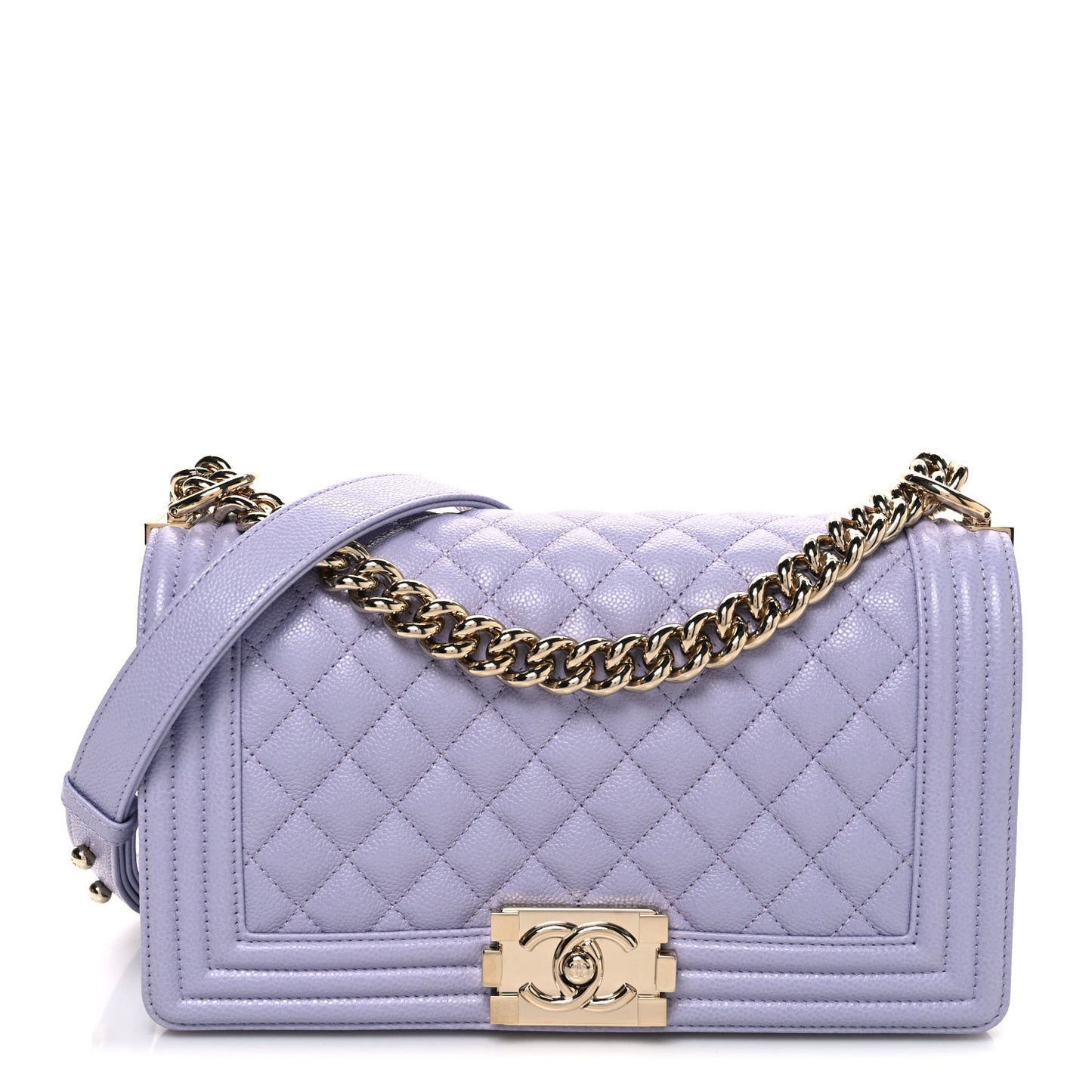 Caviar Quilted Medium Boy Flap Light Purple