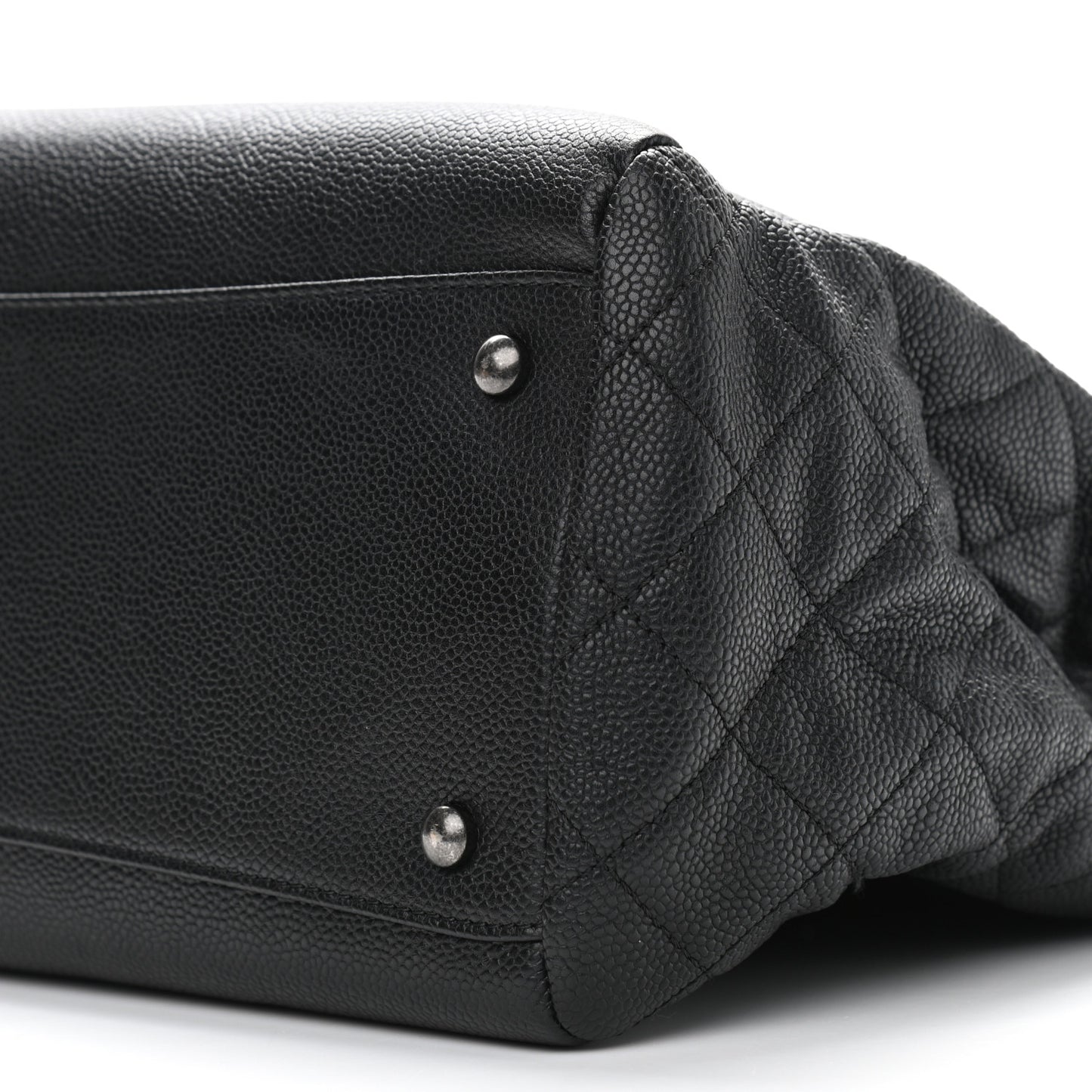 Caviar Lambskin Quilted Large Coco Break Shopping Bag Black