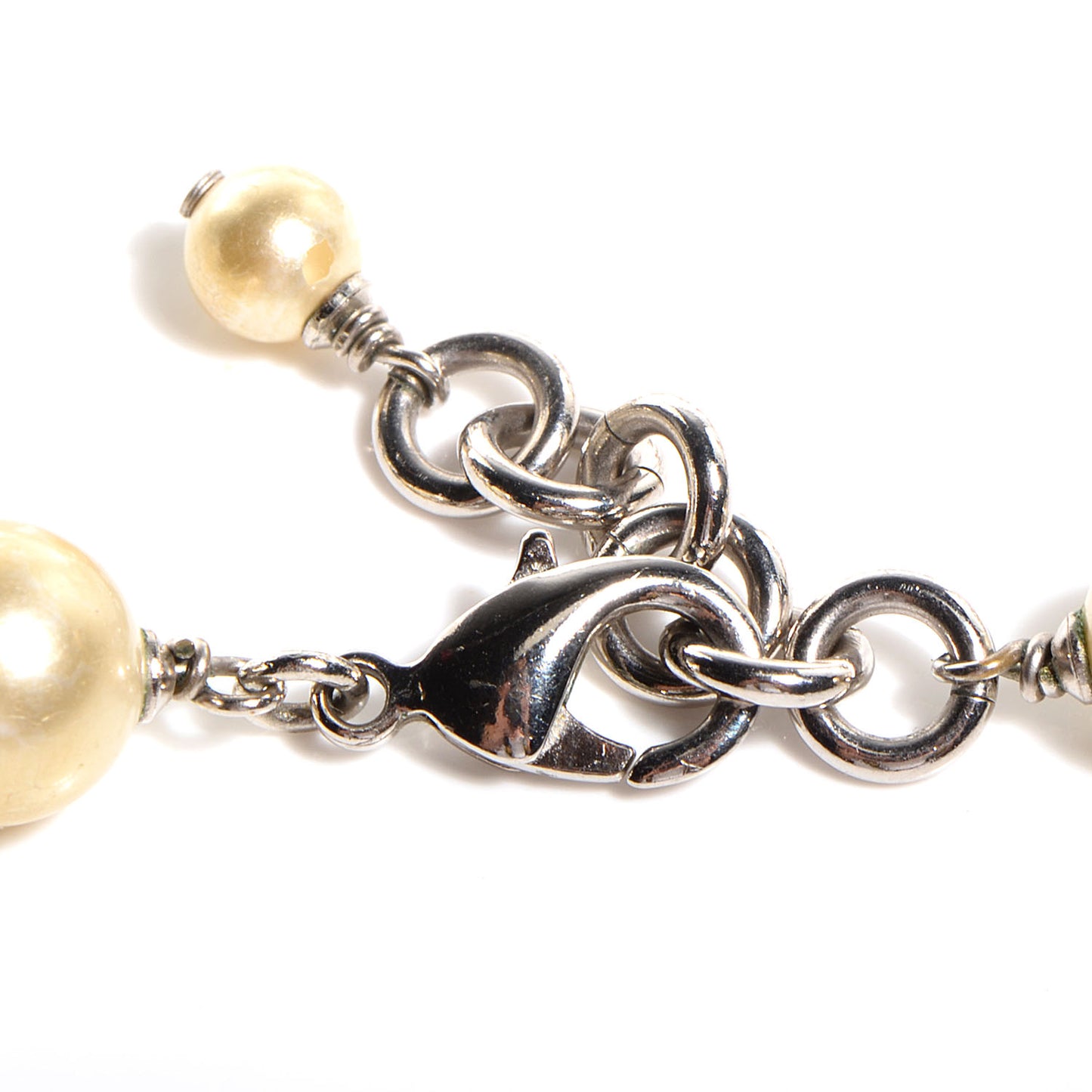 Crystal Pearl Camellia Charm Necklace Silver