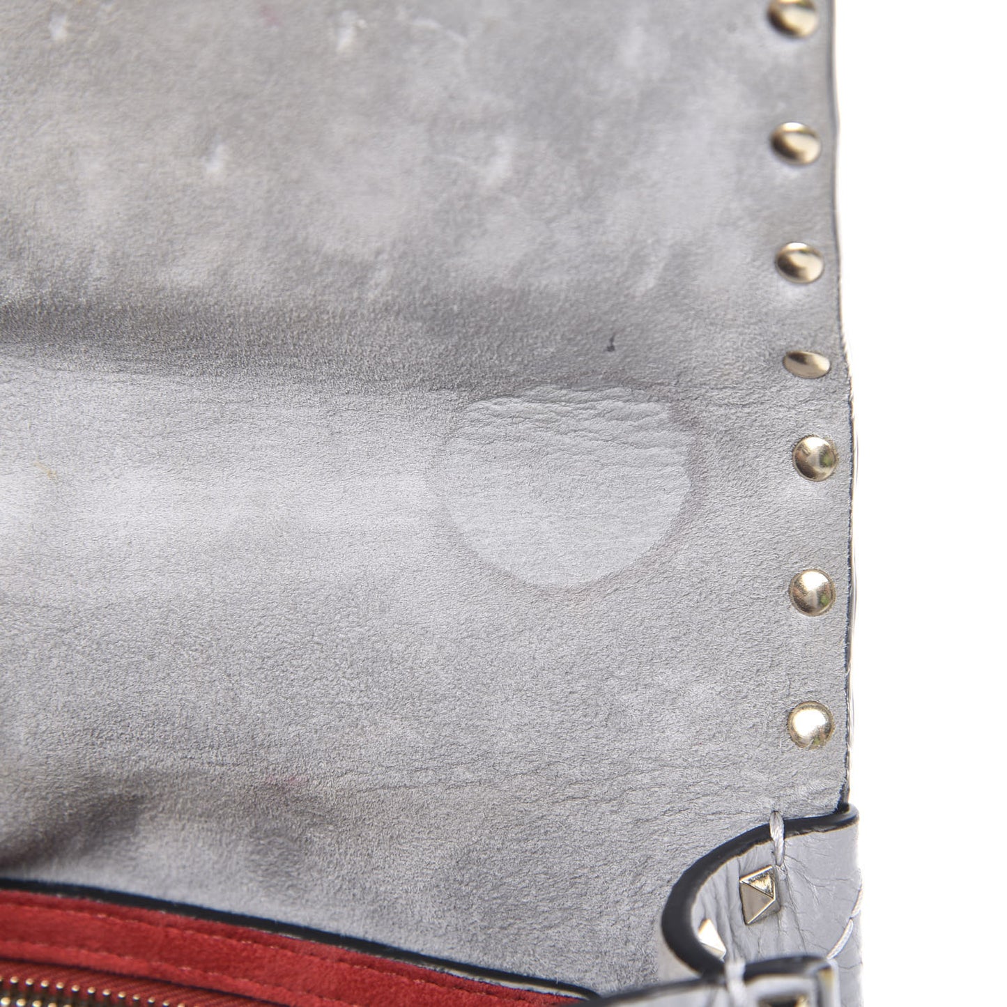 Craquele Nappa Medium Rockstud Spike Shoulder Bag Pastel Grey