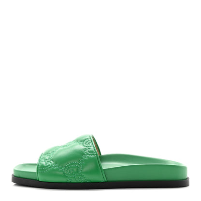 Gucci Nappa GG Matelasse Flat Slide Sandals 37 New Shamarock 1 of 12