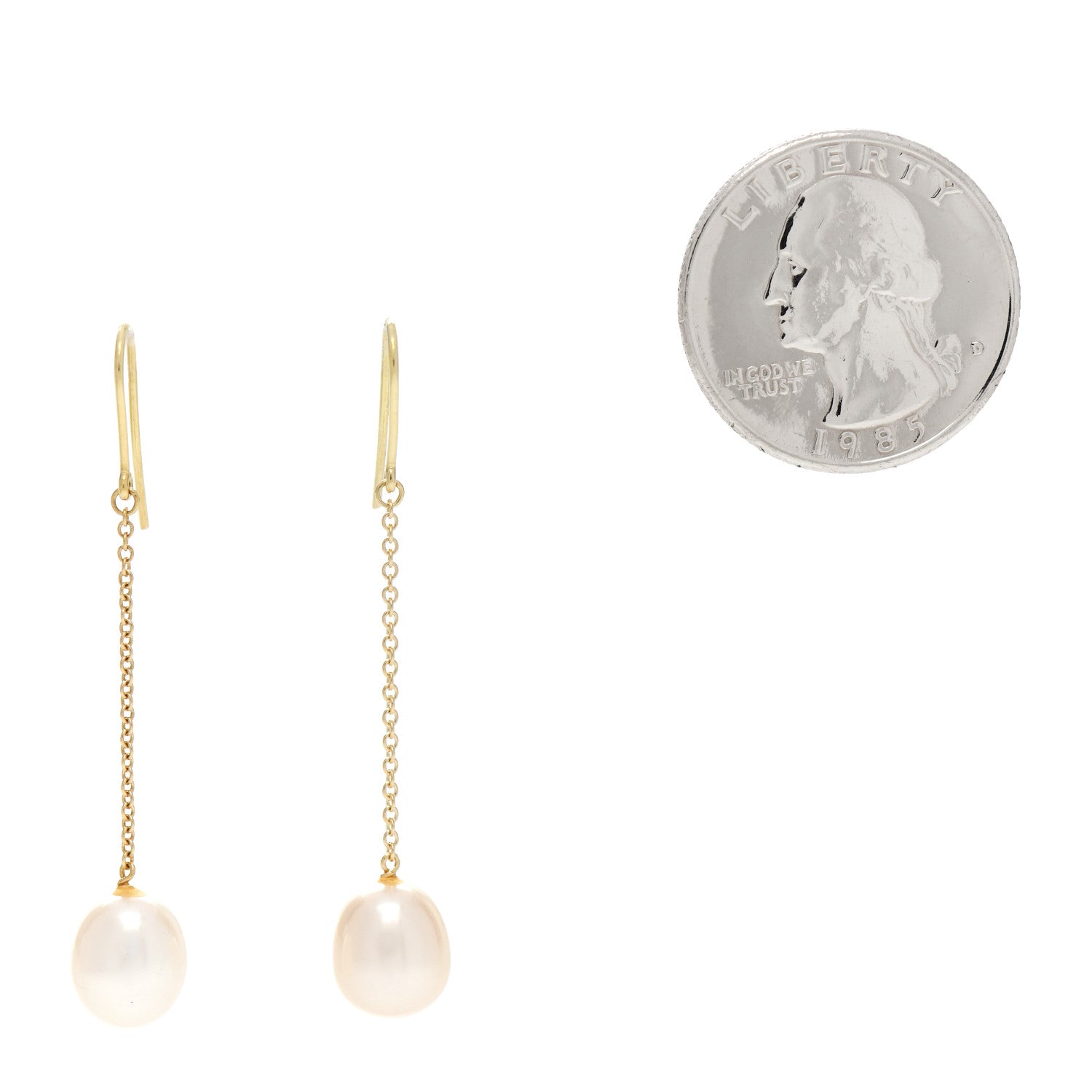 Tiffany 18K Yellow Gold Elsa Peretti Pearls By The Yard Drop Earrings 2 of 3