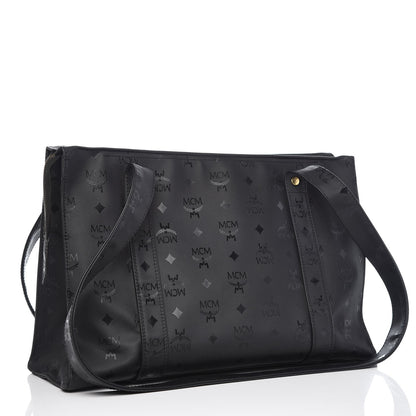 MCM Monogram Coated Canvas Tote Bag Black 3 of 7