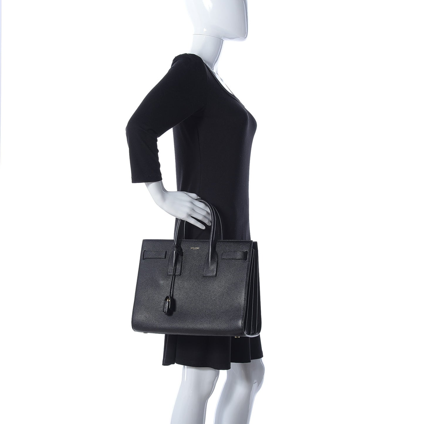 Grained Calfskin Small Sac De Jour Black