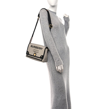 Burberry Canvas Horseferry Print Note Crossbody Bag Grey Black 2 of 14