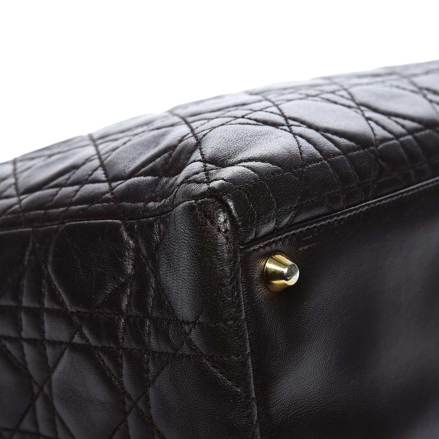 Christian Dior Vintage Lambskin Cannage Large Lady Dior Dark Brown 10 of 13