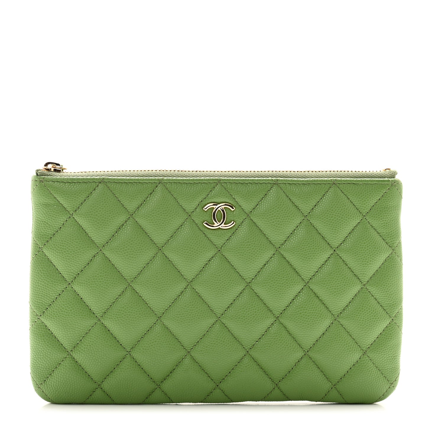 Caviar Quilted Cosmetic Case Green