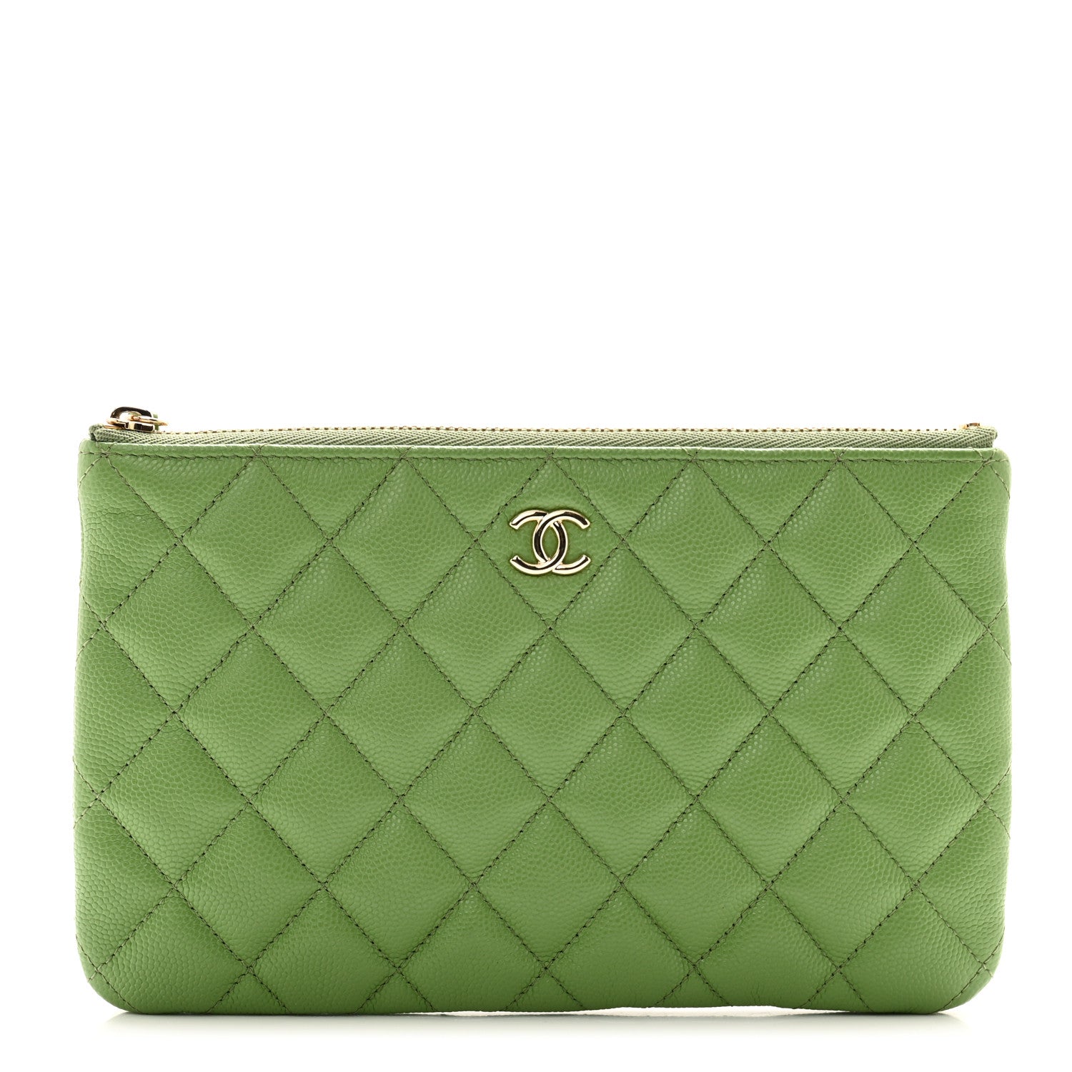 Chanel Caviar Quilted Cosmetic Case Green 1 of 10