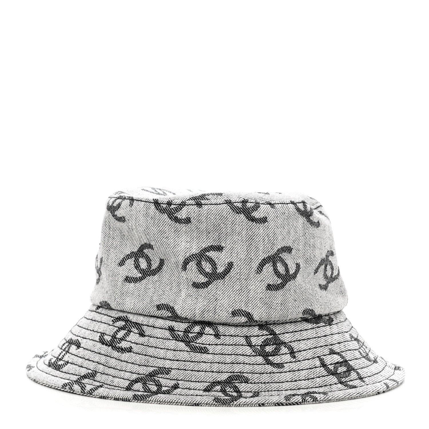 Chanel Denim CC Bucket Hat M White Black 6 of 8