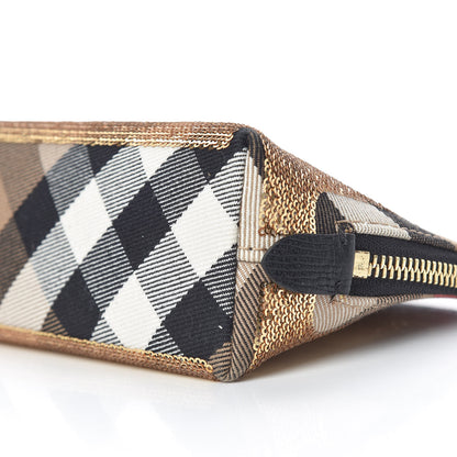 Burberry House Check Sequin Peyton Pouch Bag Gold Black 9 of 9