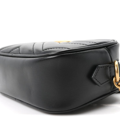 Gucci Calfskin Matelasse Mini GG Marmont Chain Shoulder Bag Black 10 of 11