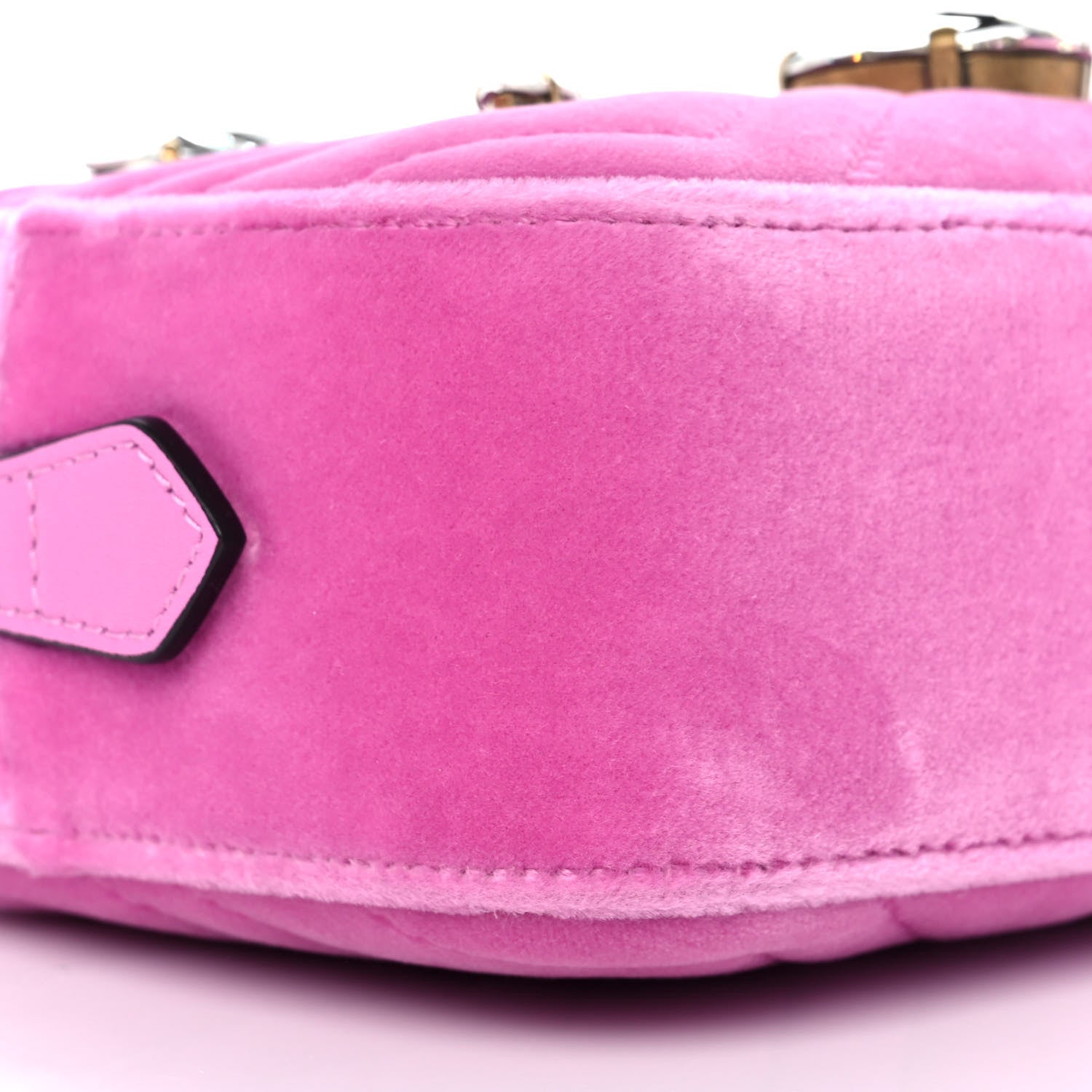 Gucci Velvet Matelasse Marquise Crystals Mini GG Marmont Chain Shoulder Bag Malva 8 of 9