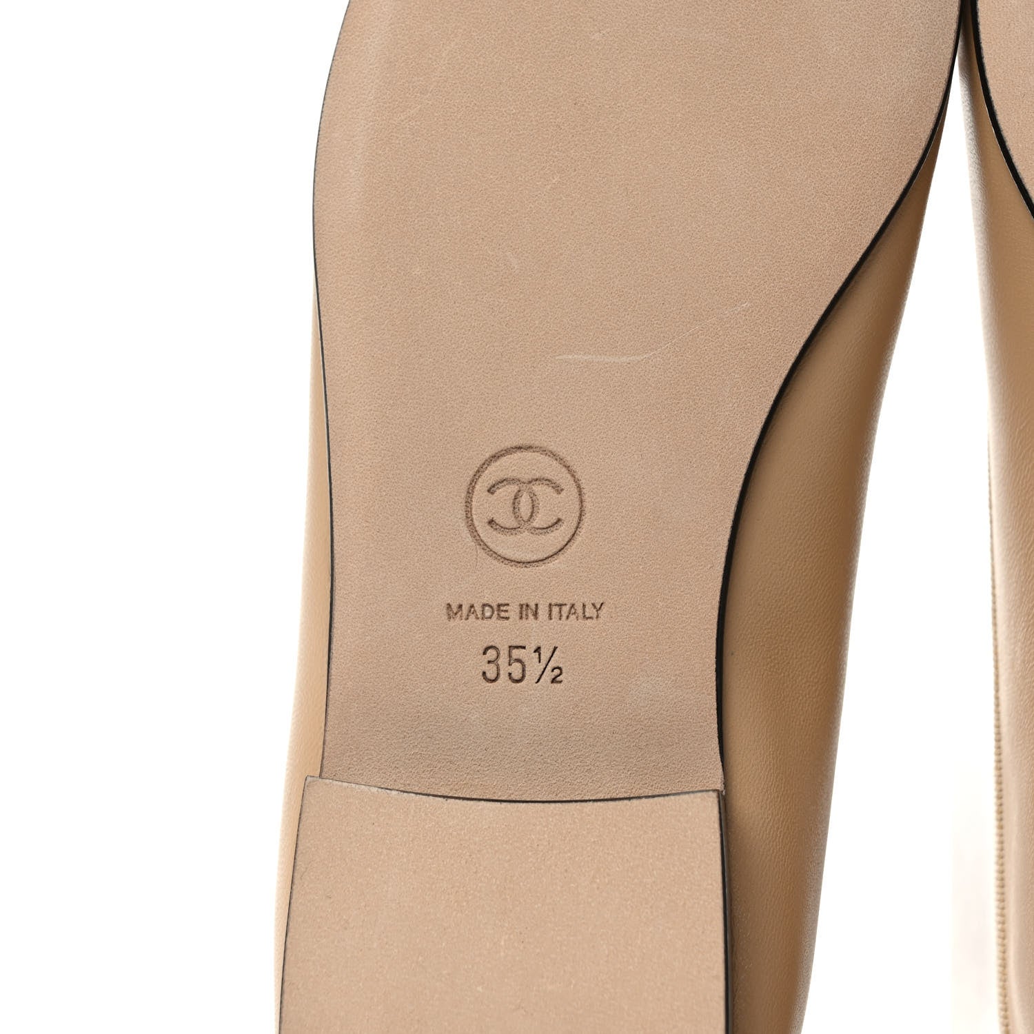 Chanel Lambskin Cap Toe CC Ballerina Flats 35.5 Beige Black 6 of 9