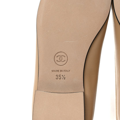 Chanel Lambskin Cap Toe CC Ballerina Flats 35.5 Beige Black 6 of 9