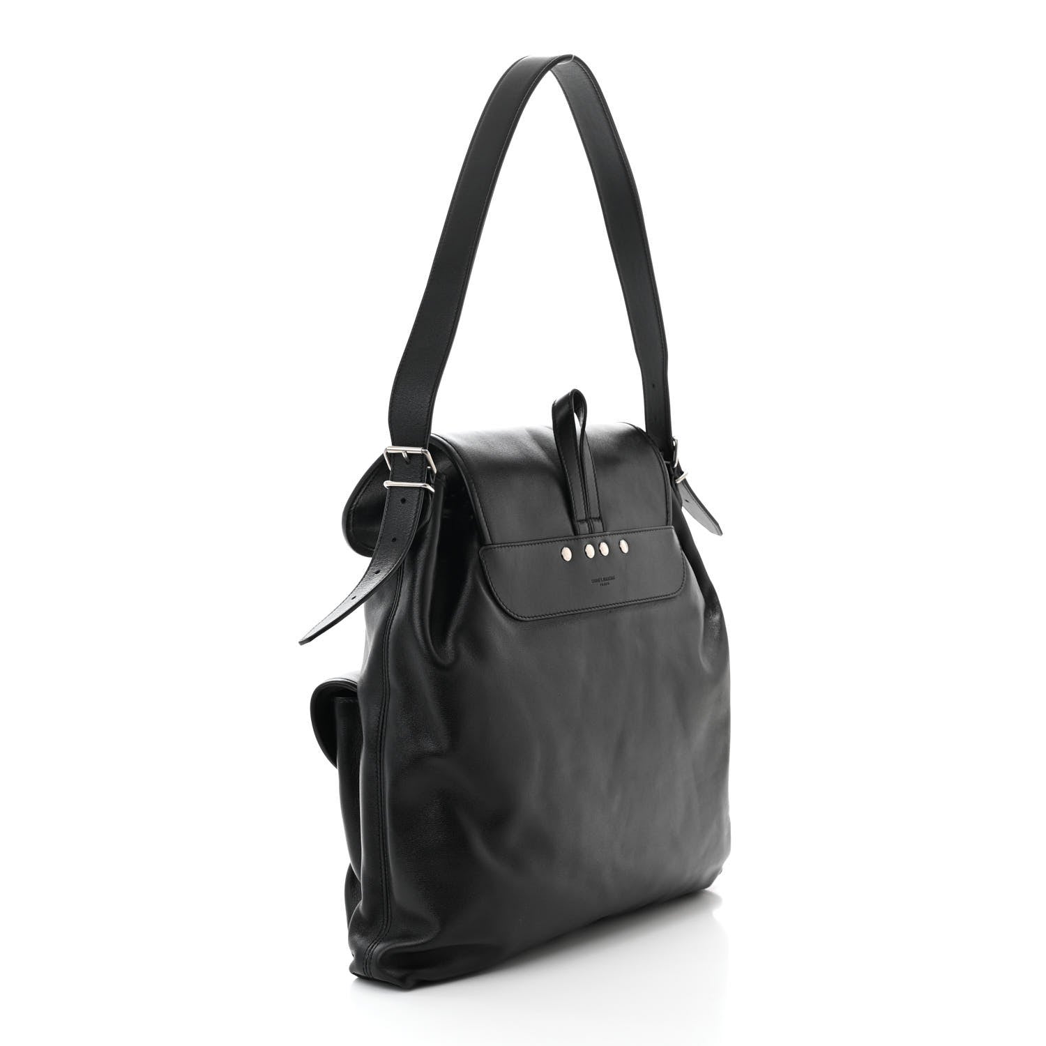 Saint Laurent Calfskin Shoulder Backpack Bag Black 3 of 10