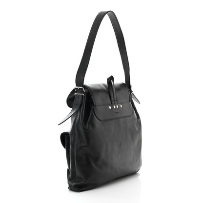 Saint Laurent Calfskin Shoulder Backpack Bag Black 3 of 10