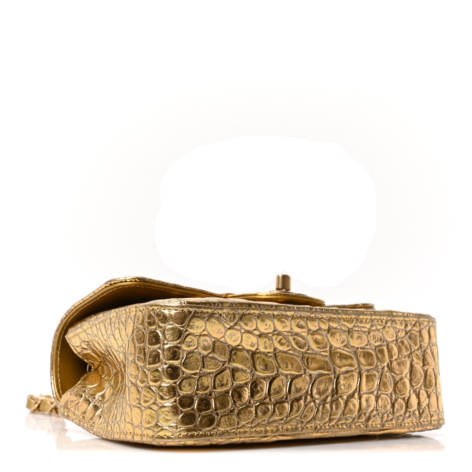 Chanel Metallic Calfskin Crocodile Embossed Cocodile Rectangular