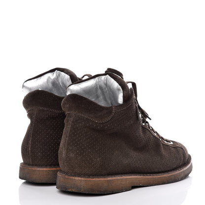 Chanel Suede Perforated Lace Up Short Boots 41 Dark Brown 4 of 10