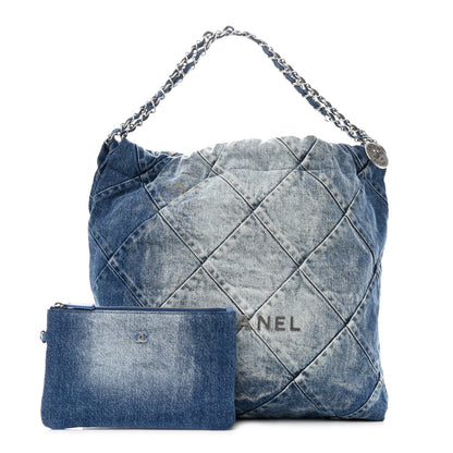 Chanel Denim Quilted Chanel 22 Blue 1 of 12