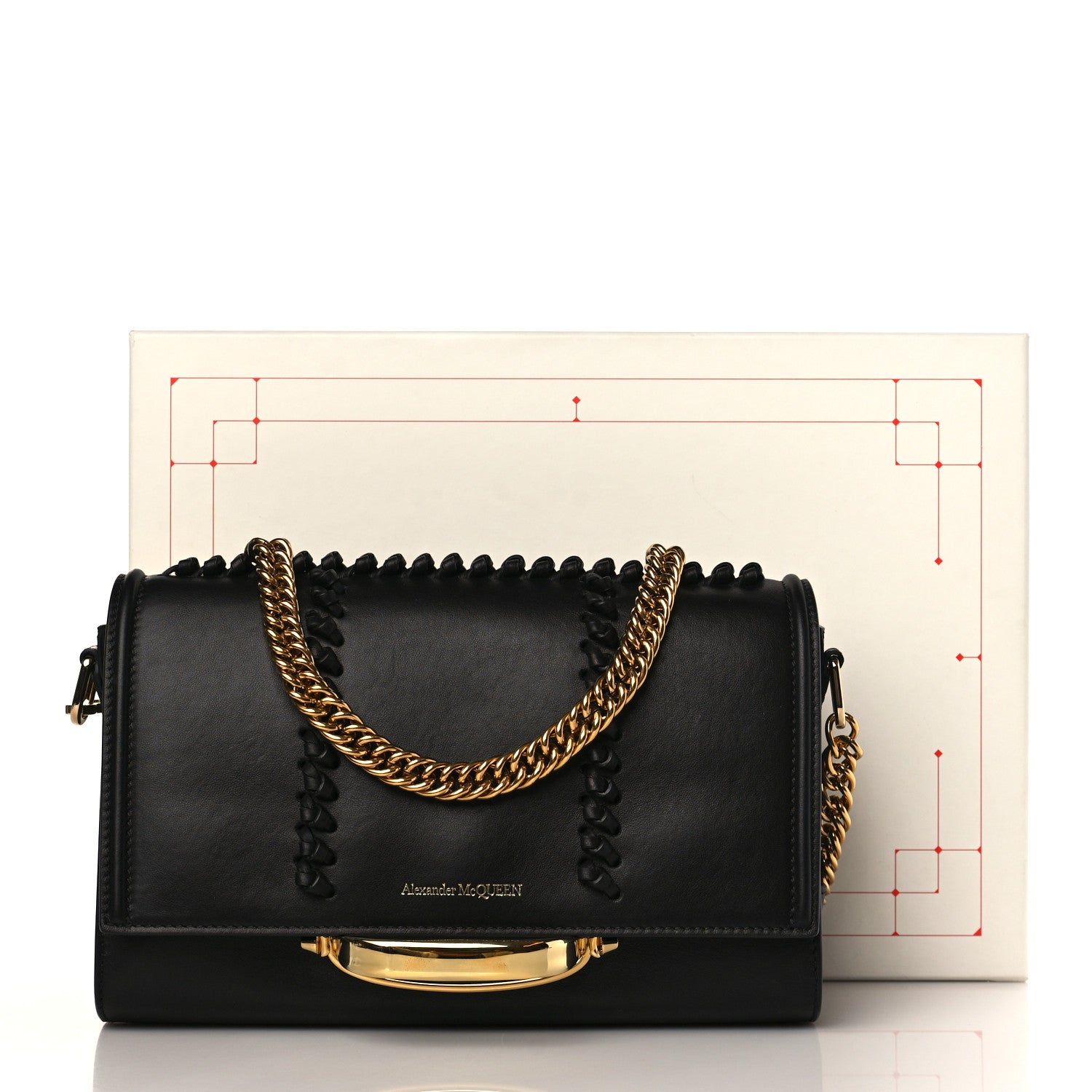 Alexander McQueen Calfskin Braided The Story Shoulder Bag Black 9 of 9