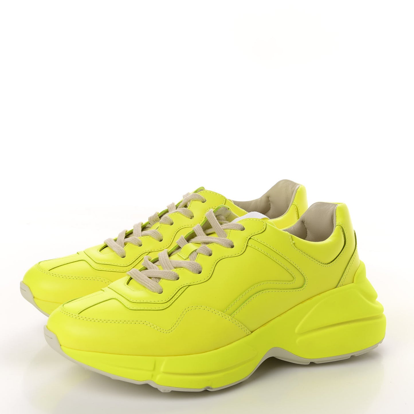 Calfskin Womens Rhyton Sneakers 38.5 Fluo Yellow