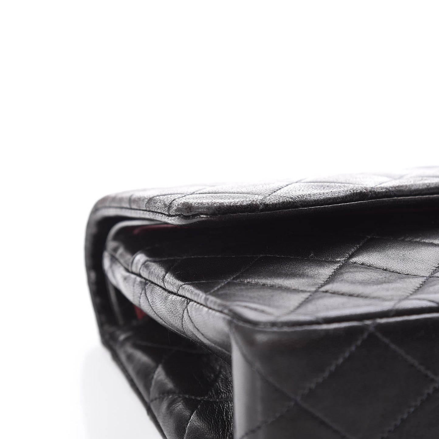 Lambskin Quilted Medium Double Flap Black
