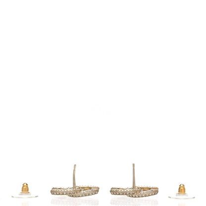 Chanel Crystal Timeless CC Earrings Light Gold 3 of 5