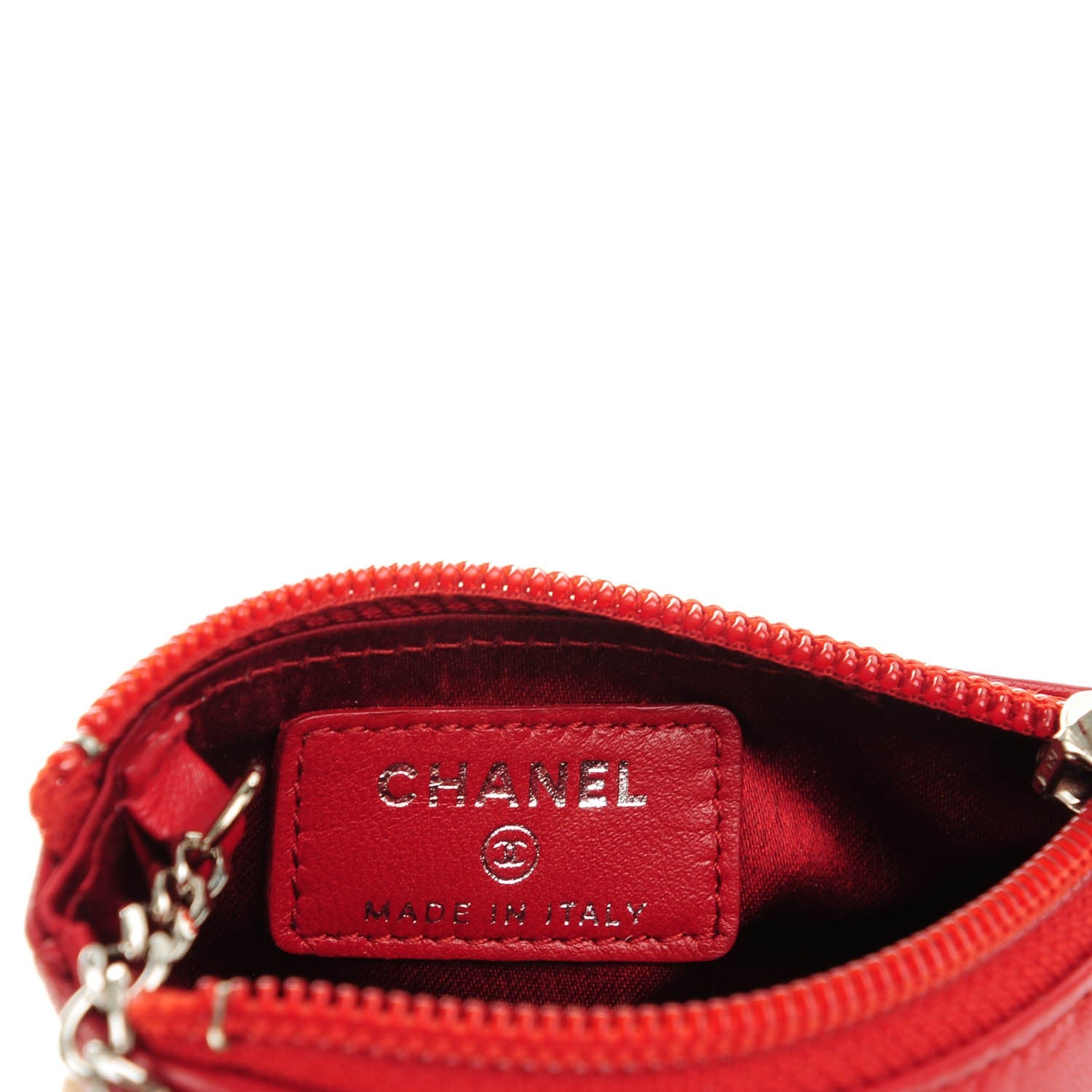 Chanel Lambskin Camellia Embossed Key Holder Case Red 6 of 7