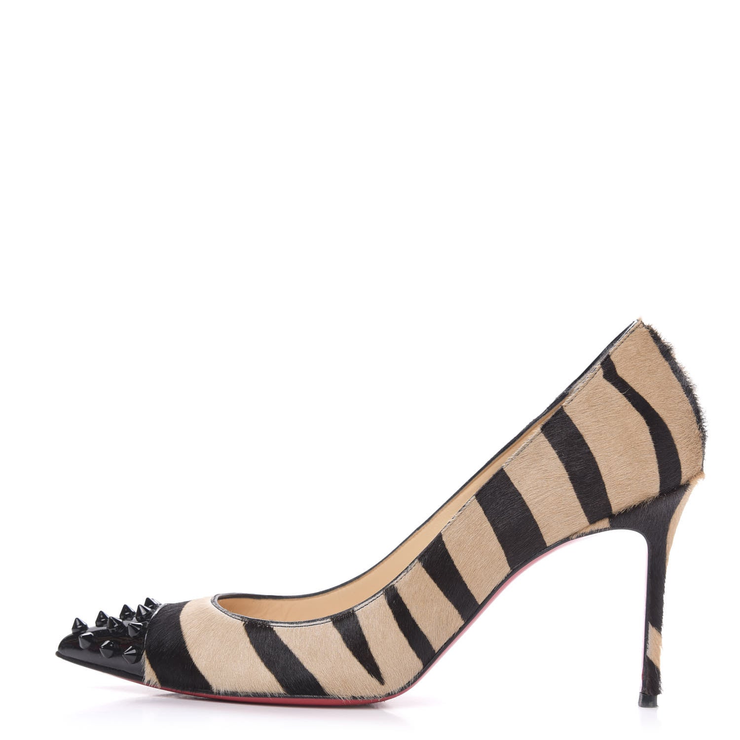 Christian Louboutin Calf Hair Patent Zebra Print Geo 85 Pumps 36.5 Dune Black 1 of 9