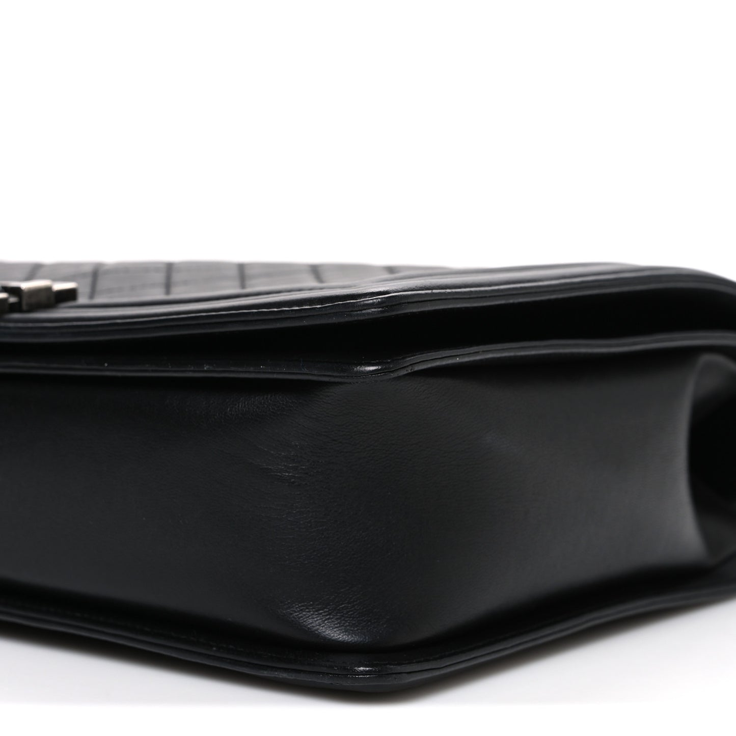 Lambskin Quilted Large Boy Flap Black
