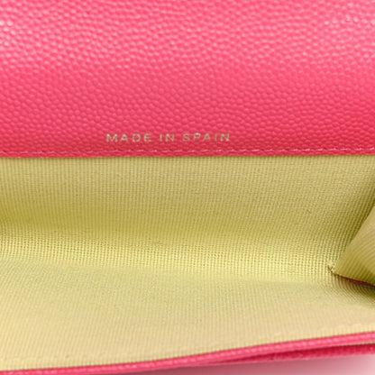 Chanel Caviar Quilted Chain CC Flap Card Holder Dark Pink 5 of 10